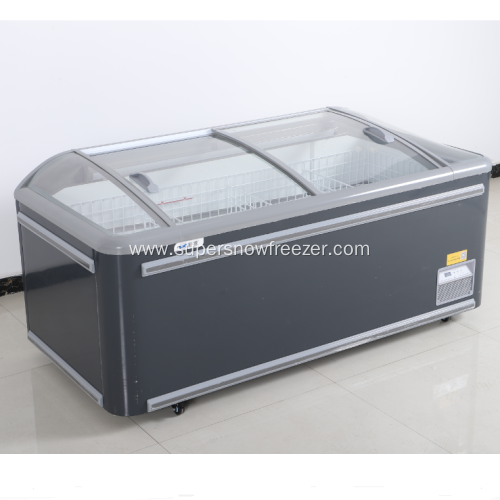 supermarket commercial large volume display island freezer